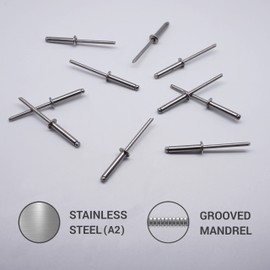 (Pack of 100) Stainless Steel Blind Rivets 4.0 x 20 mm Dome Head Pop Rivets DIN 7337 A2 Rivet Slot Mandrel (100, 4.0 x 20 mm)