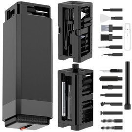 VICHYIE Keyboard Cleaning Kit with Brush, Computer Laptop Cleaner Kit, Phone Cleaning Tool, Multi-Function Cleaner Kit for Earbuds, Cellphones, PC, Screens, Camera Lens, Electronics Devices (Black)