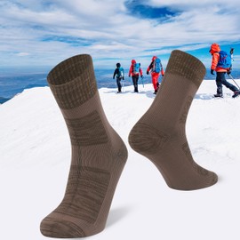Agdkuvfhd Waterproof Neoprene Socks for Men Warm Quick Dry Crew Outdoor Boot Socks for Camping Hiking Trekking Wading Fishing Sport Gift(Brown, Large)