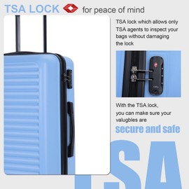 Tripcomp Luggage Sets 3piece Set Hardshell Luggage with Spinner Wheels, TSA Lock, Travel Suitcase Sets, 20 Inch Carry On, 24 Inch Mid-size, 28 Inch Large siutcase (Light Blue)