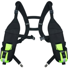 KUNN Universal Double Radio Shoulder Harness Holster with Reflective Pocket,Two Way Radio Holder for Motorola,Baofeng, no Chest Strap Walkie Talkie Holder for SAR,Police