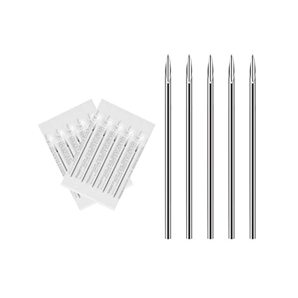 ATOMUS Body Piercing Needles 14G Stainless Steel Sterile Disposable Ear Nose Navel Nipple Lip Piercing Needles
