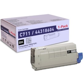 SLIKIA 1 Pack Black 44318604 Compatible C711 Toner Cartridge, Replacement for OKI C711 (44318604) - Compatible with: C711 C710 C710N C711DN C711N Printer | Up to 12,000 Pages 1 Each