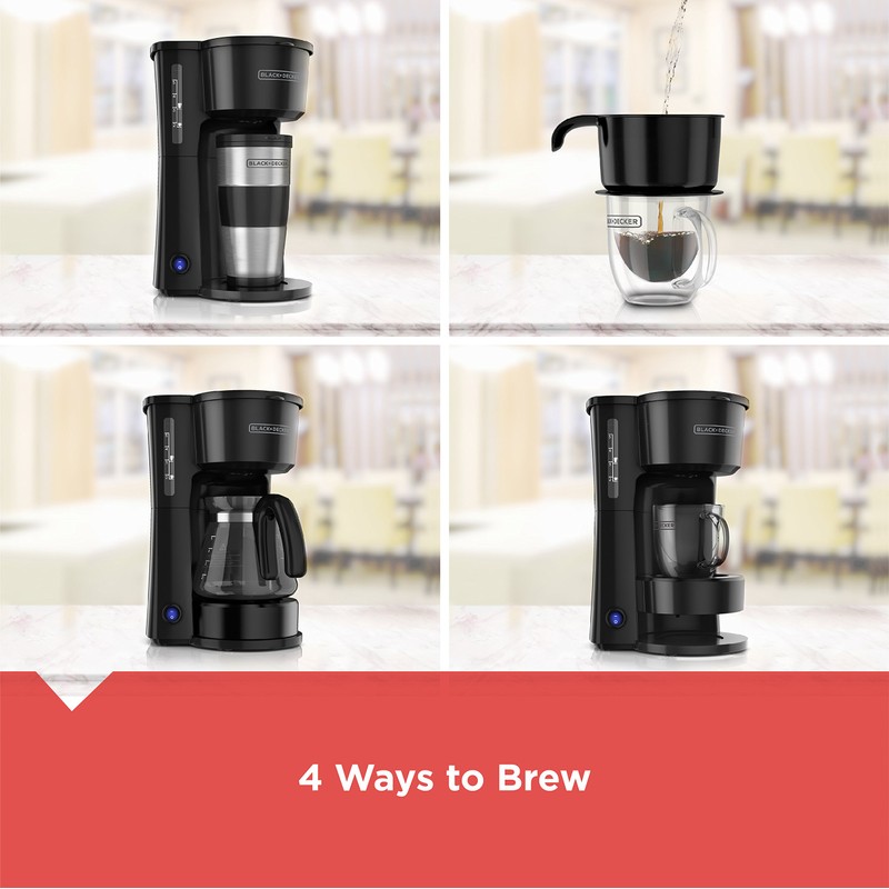 BLACK+DECKER CM0755BZ 4-in-1 5-Cup* Station Coffeemaker, Black, 5 Cup