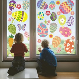 175 Pcs Easter Window Clings Happy Easter Decorations Double Sided Stickers with Bunny Egg 2024 Kids Toddlers Holiday Decals for Glass Wall Classroom Indoor Office Home Outside, 9 Sheet