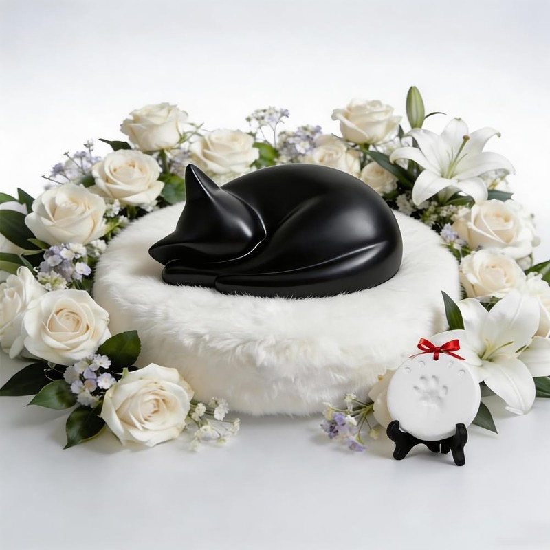 Sleeping cat Funeral urn, Kitty Pet Memorial Keepsake for Ashes
