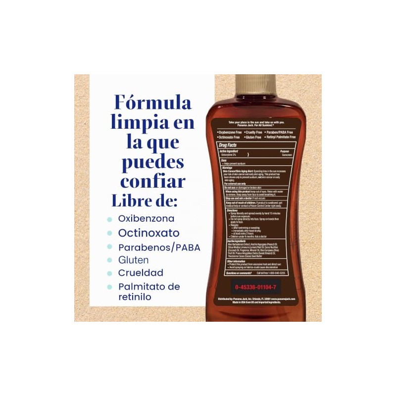 Panama Jack Loción Bronceadora Solar Spf Amigable Arrecifes Paba Parabenos