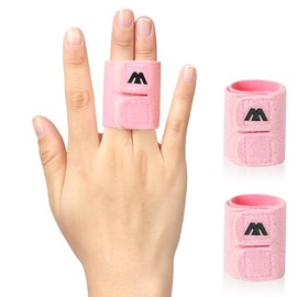 2Pcs Finger Splints, Adjustable Thumb Splint, Breathable Finger Buddy Wraps Sleeve Support, Fingers Brace Straps for Football, Basketball and Sport（Pink）
