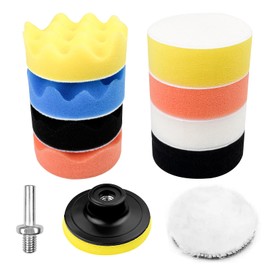 Newpop 11 Piece Polishing Sponge Car Set, Polishing Pad Sponges Polishing Attachment Set, Polishing Lambswool Pad Sponge Set 3 Inches, Polishing Fur Polishing Set Polishing Pad Kit for Polishing Sanding and Waxing