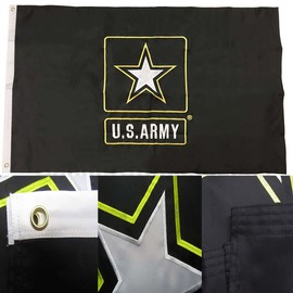 U.S. Army Star Logo - ( 3 by 5 Foot 3x5 Ft ) Strongest Embroidered Double Sided 210D Nylon, Double Sewn Stripes and Brass Grommets, UV Protected, Double Decker U.S. Flags Military