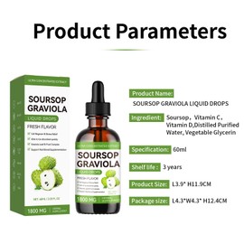 Hewleshen Organic Soursop Graviola Liquid Drops 1800mg - Concentrated Extract with Antioxidants, Vegan & Gluten-Free, Non-GMO Verified, 2 Fl Oz (2 Packs)