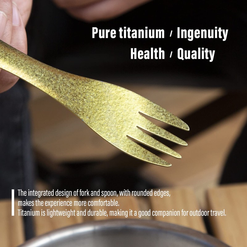TiTo Titanium Spork 2-in-1 Ultralight Spoon Fork Harness for Outdoor