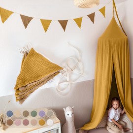 LILIMAUS Bunting Fabric [in 12 Colours] Bunting Children's Room - 100% Cotton Handmade Garland Fabric - Bunting Muslin - House Bed Decoration Girls & Boys - Garland for Baby Room