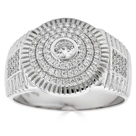 HarlemBling Men's Real Solid 925 Sterling Silver Iced Ring - Gorgeous Men's CZ Ring - Icy Hip Hop Flooded Out Ring - Pinky Or Any Other Finger Ring (9)