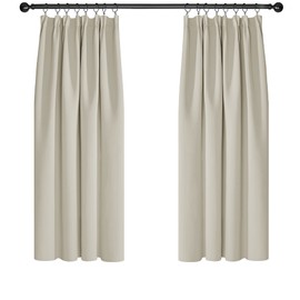 Deconovo Super Soft Thermal Insulated Pencil Pleat Blackout Curtains for Bedroom 46 x 54 Inch Light Beige 2 Panels