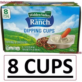 Hidden Valley Ranch 8 CUPS - Hidden Valley Ranch Dipping Cups Topping & Dressing 1.5 fl oz EACH