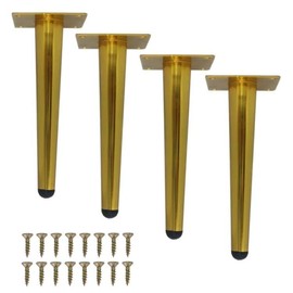 WEICHUAN Straight Furniture Legs Replacement Metal Gold Sofa Couch Chair Ottoman Loveseat Coffee Table Cabinet Legs(8" Set of 4)