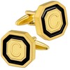 AMITER 18K Gold Plated Initial Cufflinks, Mens Cuff Links for