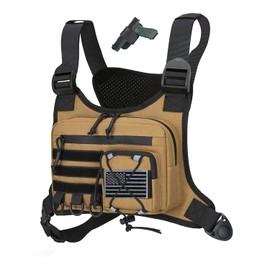 koculemi Outdoor Sports Chest Bag for Men, Chest Vest Holster Fits Most Pistols, Adjustable EDC Travel Chest Pack for Running, Hiking, Workouts (Khaki)