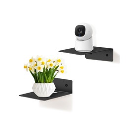 eZAKKA Mini Wall Shelf, Small Shelves for Wall, Metal Shelf,for Bathroom Bedroom Living Room Kitchen Little Mini Tiny Display Hanging Shelves for Books Storage Room Decor, 2 Pack, Black