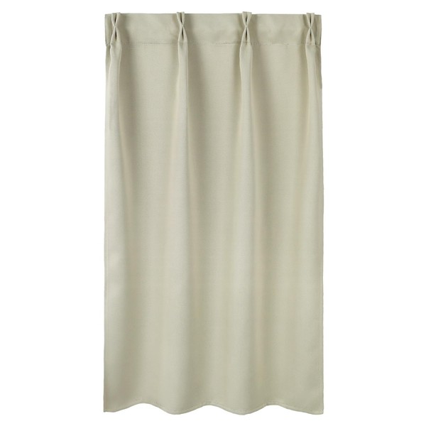 Sunnyday Fabric Tuck Cafe Curtain, Elion, Approx. Width 23.6 inches (60 cm) x Length 43.3 inches (110 cm), Beige, Solid Color, 1 Panel, Thermal Insulation, Grade 2 Blackout