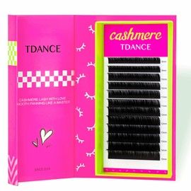 TDANCE Cashmere Lash Extensions Super Soft Classic Lash Extensions D Curl 0.03mm Thickness 13mm Single Length Individual Eyelash Extensions for Professional Salon Use(0.03-D,13mm)