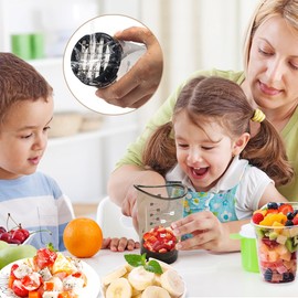 HASAIKA® Fruit Cutter with Container, Removable Multifunctional Fruit Cutter, with Self-Cleaning Base for Fast, Even Cutting