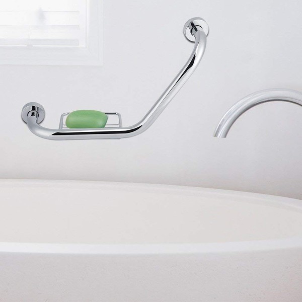 Stainless Steel Bath Arm Safety Handle Bathtub Shower Tray Grab Bar with Soap Holder Toilet Handrail