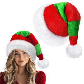 Cleacloud Christmas Elf Hat, Long Red And Green Striped Elf Hat for Christmas Party Cosplay Costume Accessories