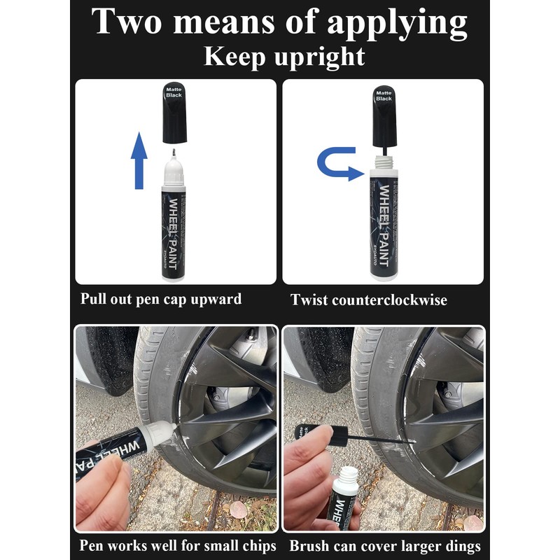 SYOAUTO Matte Black Rim Touch Up Paint, Car Wheel Scratch