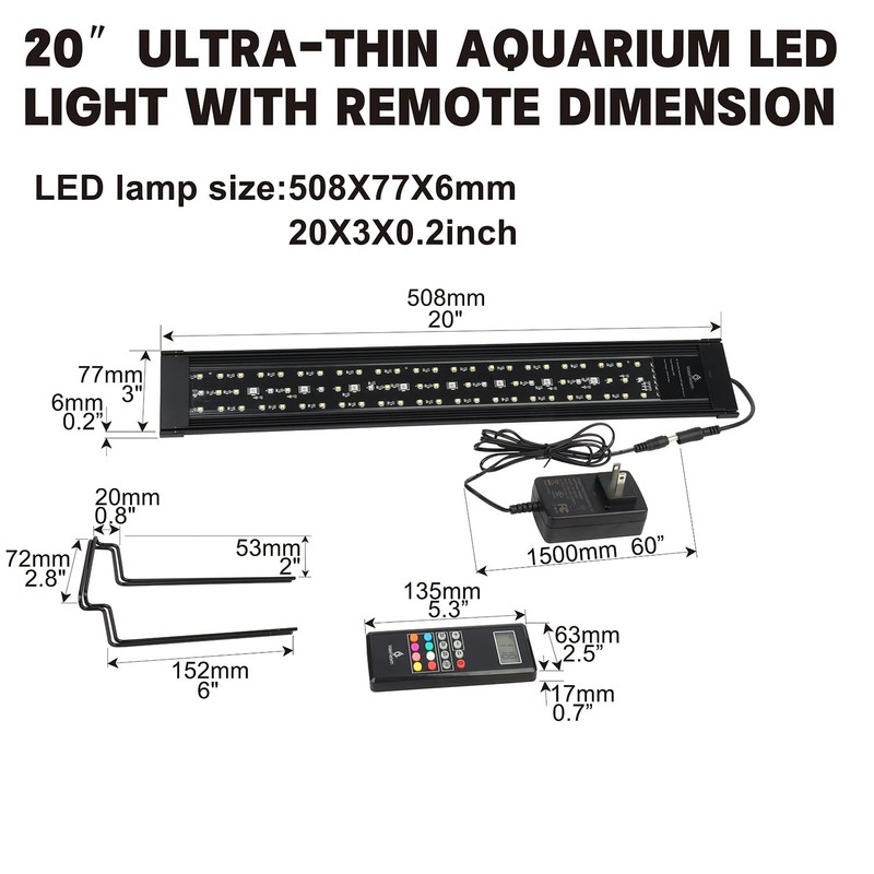 WaterRebirth Aquarium LED Light Fish Tank Light (20-26”)