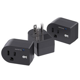 Cable Matters [cETL Listed] Paquete de 3 unidades de salida única sin bloqueo de 490 julios de salida única, protector de sobretensión de pared de 1875 W en negro