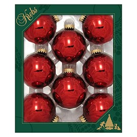 Christmas by Krebs Weihnachtsbaumschmuck aus Glas, 67 mm, 8 Stück, Nahtlose Hängedekoration (glänzendes Weihnachtsrot)