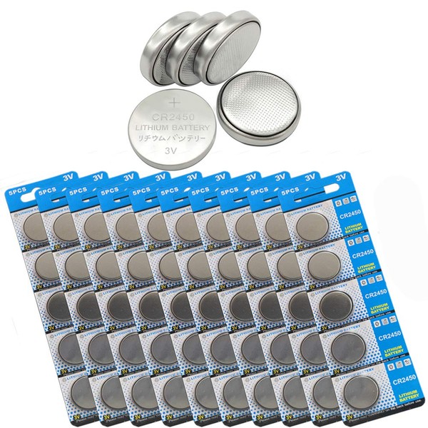 CR2450 Lithium Battery 3 Volt Coin Button 50 Pack