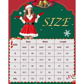 Mukum 4 Pcs Women Christmas Costume Set, Mrs Claus Costume for Women - Velvet Santa Dress with Hat and Gloves for Women- Christmas Holiday Party Outfit Costume Red-M