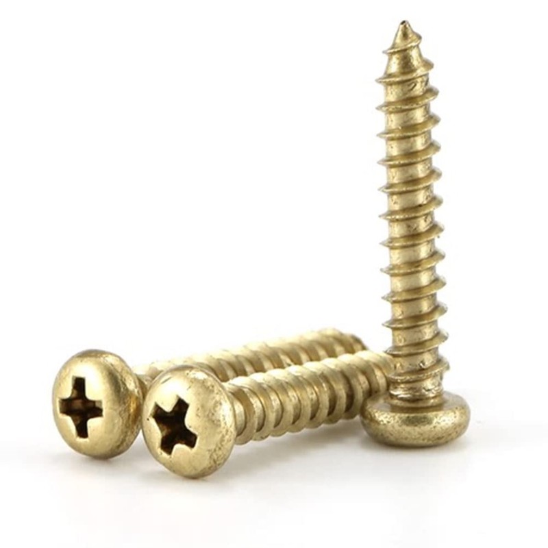 CONPHERON Brass Self-Tapping Screws Round Head Tapping Screws Round Head