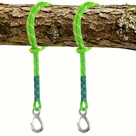 2 Pezzi Corda per Altalena, Accessori Regolabili per Altalena 120cm per Amaca, Gancio Acciaio Inox, per Interno/Esterno, Amaca da Albero, Sedia Sospesa, Parco Giochi (Verde)