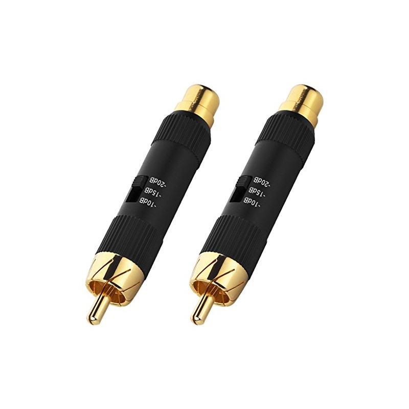 MONACOR ILA-1020 Passive Level Reducers Pair Black Attenuator with Gold