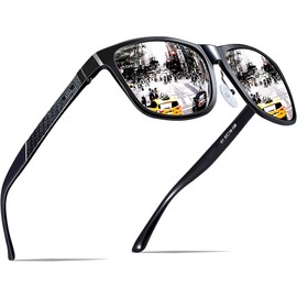 ATTCL Men's Retro Driving Polarized Sunglasses Man Al-Mg Metal Frame Ultra Light 8587 Silver UV400 CAT 3 CE