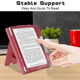 Yiernuo Case Compatible with Tolino Vision Color (2024)/Vision 6 (2021) & Kobo Libra Colour (2024)/Libra 2 (2021) 7 Inch eReader, Protective Case with Card Slot, Hand Strap and Holder, Red
