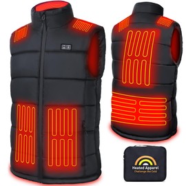 Waitcoss Heated Vest for Men Women with 16000mAh 7.4V Battery Pack Included, Size Adjustable Heated Vests for Winter Outdoor Hunting Skiing Camping (Black,M-L)