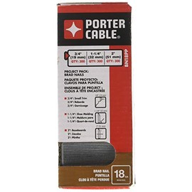 PORTER-CABLE Brad Nails, Project Pack, 18GA, 300 x 5/8 in., 300 x 1-1/4 in., 300 x 2 in. 900-Pack (BN18PP)
