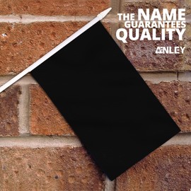 Anley Black Mini Flag 12 Pack - Hand Held Small Miniature Solid Black Blank Flags on Stick - Fade Resistant & Vivid Colors - 5x8 Inch with Solid Pole & Spear Top