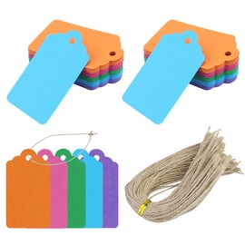 150PCS Colorful Gift Tags, Small Paper Tags with String Gift Wrapping Tags for Birthday Party Gift Box Wedding Name Cards（Dark and Light Colors Random）