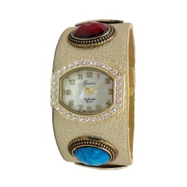 Geneva L5015 Women's Stone accented Studded Snap Watch - GOLD