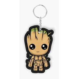 Key Ring with Groot Motif for Car, Motorcycle, Key Pendant as a Gift for Men, Women and Children, silver, kompakt