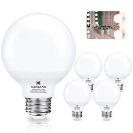 G25 LED Light Bulbs Uniform Lighting Vanity Light Globe Bulbs,Hansang 4000K Natural Daylight High CRI Bathroom Mirror Light Bulbs E26 Base for Bathroom Bedroom Makeup Mirror Not-Dimmable 4 Pack