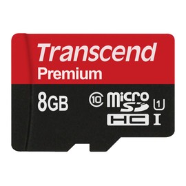 Transcend 8 GB microSDHC Class 10 Uhs-1 Memory Card with Adapter (TS8GUSDU1)