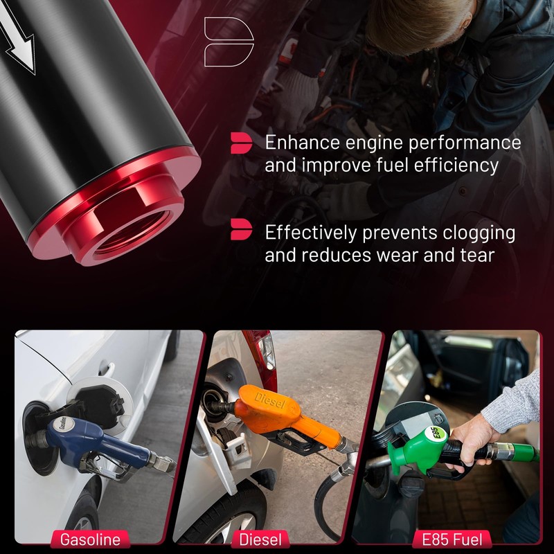 BDFHYK Inline Fuel Filter 100 Micron with 6AN 8AN 10AN