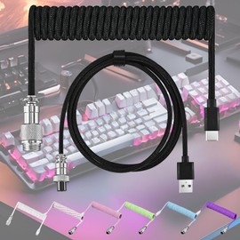 High-QualityDouble-Sleeved Mechanical Keyboard Cable with Detachable Metal Aviator - Compatible with Mechanical and Gaming Keyboards - 1.5m Length for Flexible Use -USB-C to USB-A (Blue)